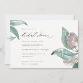 青緑水色紅葉オリーブブライダルシャワー 招待状 (正面)