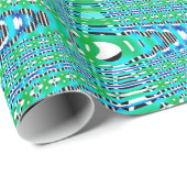 青緑波の幾何モダン抽象芸術パターン ラッピングペーパー (ロールコーナー)