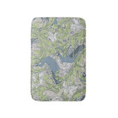 青緑灰の孔雀園 バスマット (正面縦)