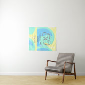 青緑灰色 50歳の誕生日 名前 日付 レトロ タペストリー (インサイチュ(横))