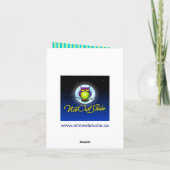 青緑白ストライプのダマスク感謝カード サンキューカード (裏面)