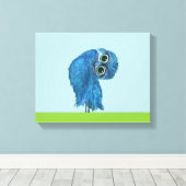 青緑穴掘りフクロウの装飾 キャンバスプリント (インサイチュ (ウッドフロア))