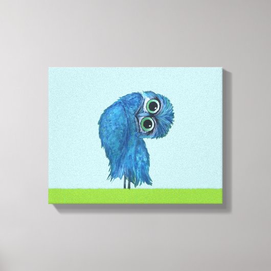 青緑穴掘りフクロウの装飾 キャンバスプリント (正面)