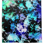 青緑紫スプラッ絵を描シュ抽象芸術 シャワーカーテン (正面)