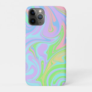 青緑紫ピンクの旋回抽象デザイン iPhone 11 PROケース