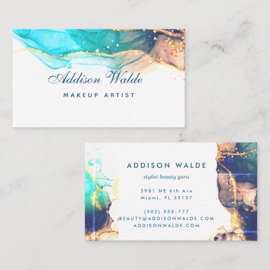 青緑美術液モダン体水彩インク  名刺 (正面/裏面)