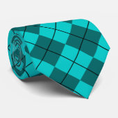 青緑色のティール(緑がかった色)の青のアーガイル ネクタイ (ロール)