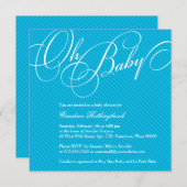青緑色のベビーシャワーの招待状の原稿の対角線 招待状 (正面/裏面)