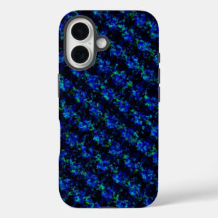 青緑色の割れたガラスパターン iPhone 16ケース