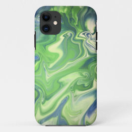青緑色の大理石模様をつけられた電話箱 iPhone 11 ケース