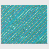 青緑色の対角線のストライプなパターン ラッピングペーパー (フラット)