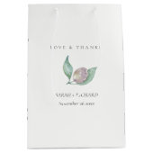 青緑色の水色の紅葉オリーブ結婚ズ ミディアムペーパーバッグ (正面)