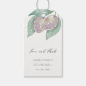 青緑色の水色紅葉オリーブモノグラム ギフトタグ (正面)