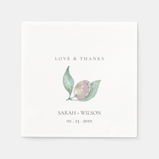 青緑色の水色紅葉オリーブモノグラム スタンダードカクテルナプキン (正面)