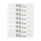 青緑色の水色紅葉オリーブモノグラム ラップアラウンド宛名ラベル (シート)