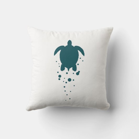 青緑色の海に対するウミガメ及び泡 クッション (裏面)