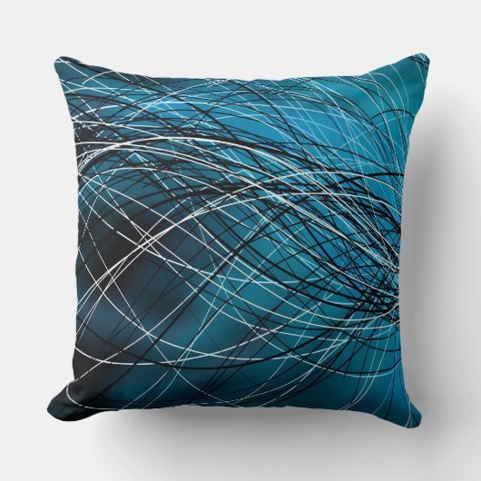 青緑色の渦巻くライン-装飾用クッション クッション (正面)