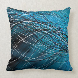 青緑色の渦巻くライン-装飾用クッション クッション