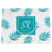 青緑色の熱帯葉模様 ラージペーパーバッグ (正面)