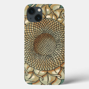 青緑色の背景のヒマワリの開花 iPhone 13ケース