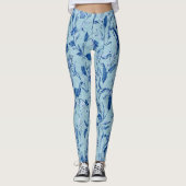 青緑色の花の彫刻テクスチャ背景 レギンス (正面)