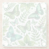 青緑色の蝶 ガラスコースター (裏面)