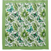 青緑色の蝶 シャワーカーテン (正面)