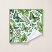 青緑色の蝶 バスタオルセット (ウォッシュタオル)