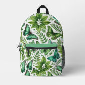 青緑色の蝶 プリントバックパック (正面)