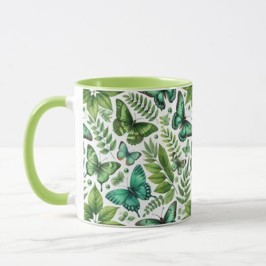 青緑色の蝶 マグカップ (左)