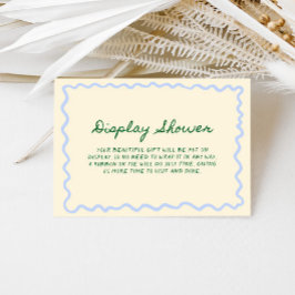 青緑色の遊び心ある手書きディスプレイシャワーディスプレイ エンクロージャーカード