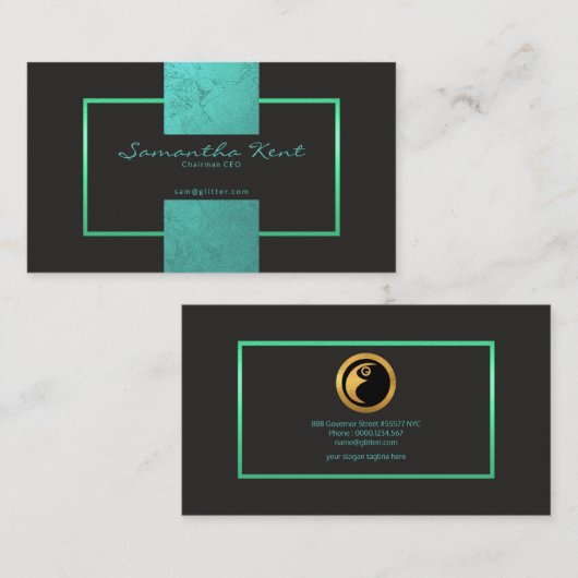 青緑色の金ゴールドのクラシックなグリッターの優雅の議長CEO 名刺 (正面/裏面)