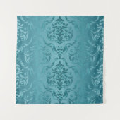 青緑色の青緑のヴィンテージのダマスク織のプリントの壁のタペストリー タペストリー (正面)