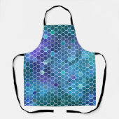 青緑色ハニカムパターン エプロン (正面)
