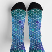 青緑色ハニカムパターン ソックス (上部)