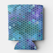 青緑色ハニカムパターン 缶クーラー (裏面)