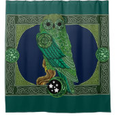 青緑色フクロウ シャワーカーテン (正面)