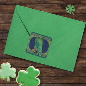 青緑色フクロウ スクエアシール