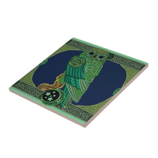 青緑色フクロウ タイル (側面)