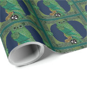 青緑色フクロウ ラッピングペーパー (ロールコーナー)