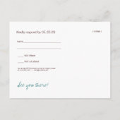 青緑色中華風ランタン出欠ハガキ インビテーションポストカード (裏面)