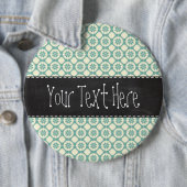 青緑色及びクリーム色の花柄; ヴィンテージの黒板 缶バッジ (インサイチュ)