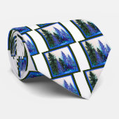 青緑色山の森林景色 ネクタイ (ロール)