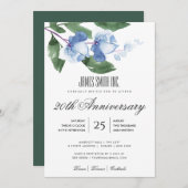 青緑色水色フローラ企業のパーティーイベント 招待状 (正面/裏面)