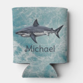 青緑色海サメパーソナライズされた魚 缶クーラー (裏面)