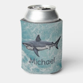 青緑色海サメパーソナライズされた魚 缶クーラー (缶裏面)