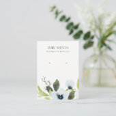 青緑色牡丹フローラ水色イヤリングディスプレイ 名刺 (スタンド正面)