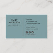 青緑色金ゴールドエレガントフローラ水色 名刺 (裏面)