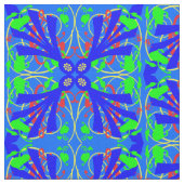 青緑花抽象芸術地 ファブリック (クローズアップ)