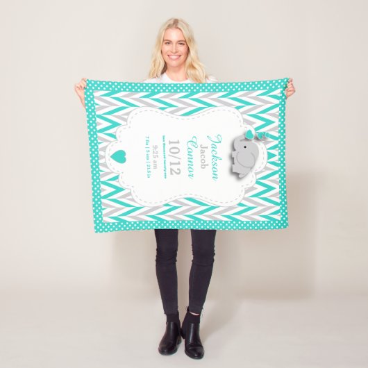 青緑象の誕生の記念品のデザイン フリースブランケット (インサイチュ)